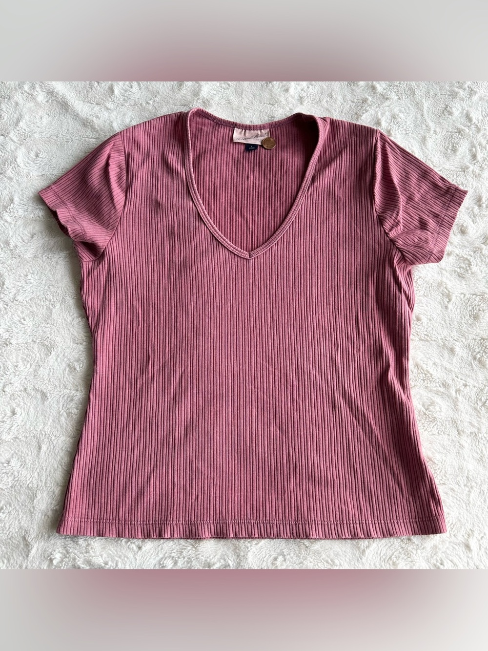 Universal Thread Shirt Tee Womens Large Pink Cotton Short Sleeve Solid Ribbed SS